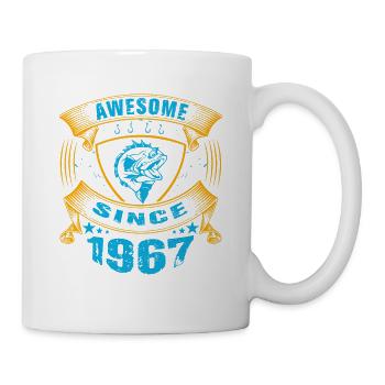 Awesome since 1967. Angel, Angler Geburtstag - Tasse - Weiß - Rechts