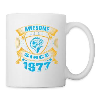 Awesome since 1977. Angel, Angler's Birthday - Mug - white - Right