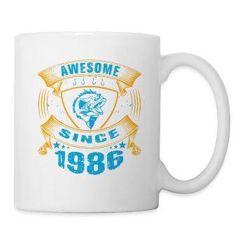 Awesome since 1986. Angel, Angler's birthday - Mug - white - Right