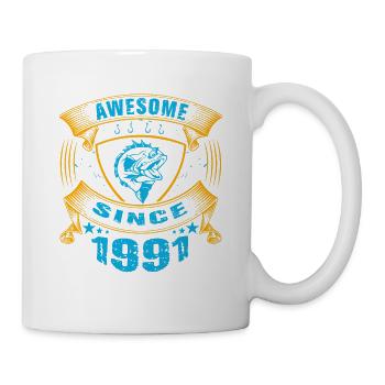 Génial depuis 1991. Angel, l’anniversaire d’un pêcheur - Mug blanc - blanc - Droite