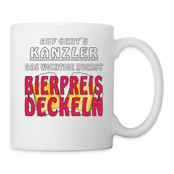 AUF GEHTS KANZLER BIERPREIS DECKELN - Tasse - Weiß - Rechts
