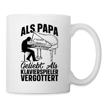 Als Papa geliebt als Klavierspieler vergöttert Pi - Tasse - Weiß - Rechts