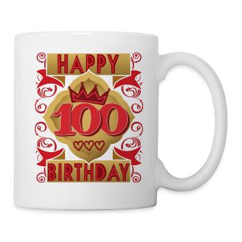 100th Birthday 100th Anniversary Saying, Vintage Design - Mug - white - Right