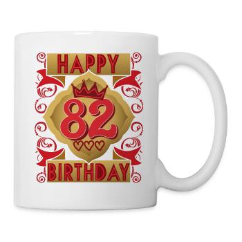 82. Geburtstag 82 Jahre alt Spruch, Vintage-Design - Tasse - Weiß - Rechts