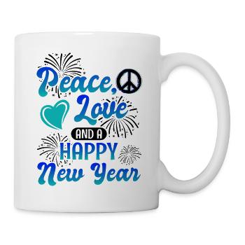 Réveillon du Nouvel An, Paix, Amour, Bonne Année - Mug blanc - blanc - Droite