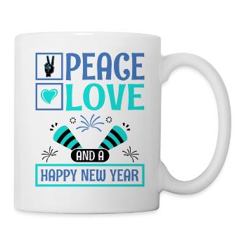 Réveillon du Nouvel An, Paix, Amour, Bonne Année - Mug blanc - blanc - Droite