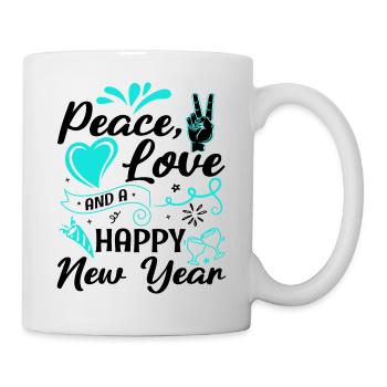 Réveillon du Nouvel An, Paix, Amour, Bonne Année - Mug blanc - blanc - Droite
