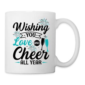 Réveillon du Nouvel An, Paix, Amour, Bonne Année - Mug blanc - blanc - Droite