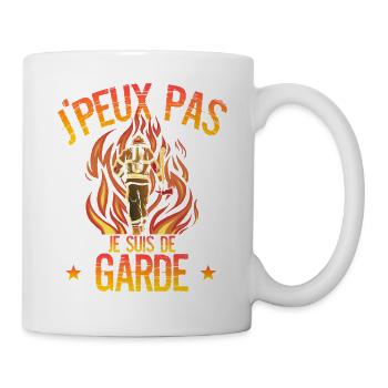 Je Peux Pas Je Suis De Garde Pompiers Cadeau De Po - Mug blanc - blanc - Droite