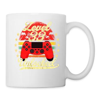 Level 33 Unlocked Männer Gamer Geburtstag Level - Tasse - Weiß - Rechts