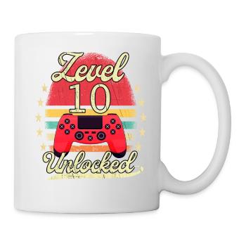 Level 10 Unlocked Gaming Jungen Mädchen Gamer 10. - Tasse - Weiß - Rechts