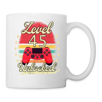 Level 45 Unlocked Men Gamer Birthday Level - Mug - white - Right