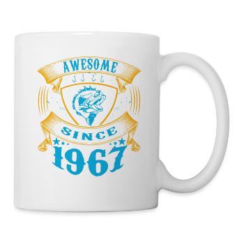 Awesome since 1967. Angel, Angler Geburtstag - Tasse - Weiß - Rechts