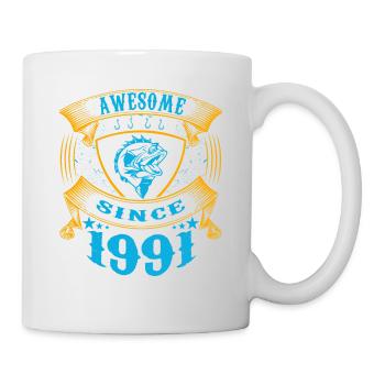 Génial depuis 1991. Angel, l’anniversaire d’un pêcheur - Mug blanc - blanc - Droite