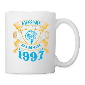 Awesome since 1997. Angel, Angler Geburtstag - Tasse - Weiß - Rechts