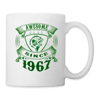 Awesome since 1967. Angel, Angler Geburtstag - Tasse - Weiß - Rechts