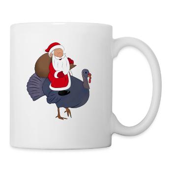 Le Père Noël chevauche une dinde Joyeux Noël - Mug blanc - blanc - Droite