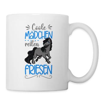 Coole Mädchen reiten Friesen - Tasse - Weiß - Rechts