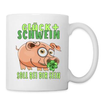 GLÜCK + SCHWEIN SOLL BEI DIR SEIN - Tasse - Weiß - Rechts