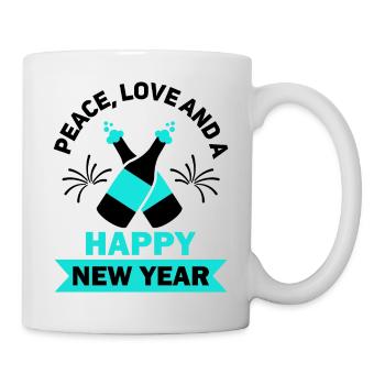Réveillon du Nouvel An, Paix, Amour, Bonne Année - Mug blanc - blanc - Droite