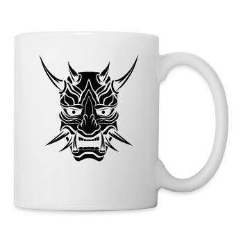 Oni Maske Yokai Dämon Maske - Tasse - Weiß - Rechts