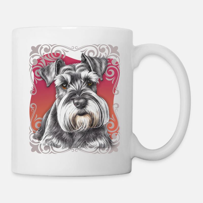 Schnauzer, Schnauzer-Papa, Schnauzer-Maman, Terrier - Mug blanc - blanc