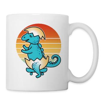 Neu geschlüpftes Skater Dinosaurier-Baby mit Board - Tasse - Weiß - Rechts