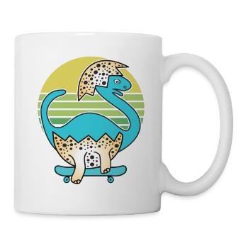 Brachiosaurus Dinosaurier Baby auf dem Skateboard! - Tasse - Weiß - Rechts