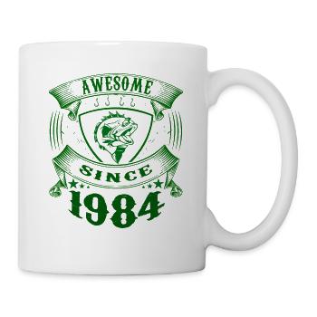 Awesome since 1984. Angel, Angler's birthday - Mug - white - Right