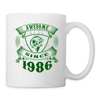 Awesome since 1986. Angel, Angler's birthday - Mug - white - Right