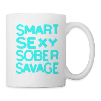 Smart Sexy Sober Savage Retro Sobriety T-Shirt - Tasse - Weiß - Rechts