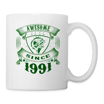 Génial depuis 1991. Angel, l’anniversaire d’un pêcheur - Mug blanc - blanc - Droite