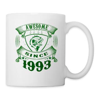 Awesome since 1993. Angel, Angler Geburtstag - Tasse - Weiß - Rechts