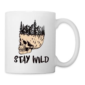 Stay Wild Totenkopf Schädel Skull Berge Wald - Tasse - Weiß - Rechts