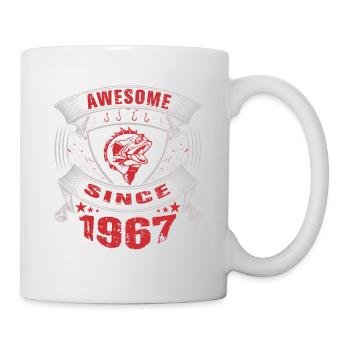 Awesome since 1967. Angel, Angler Geburtstag - Tasse - Weiß - Rechts