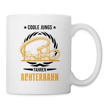 Coole Jungs fahren Achterbahn Achterbahnfahrt - Tasse - Weiß - Rechts