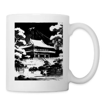 haruno japanese temple illustration japan - Mug - white - Right