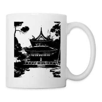haruno japanese temple illustration japan - Mug - white - Right