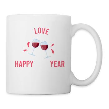 Réveillon du Nouvel An, Paix, Amour, Bonne Année - Mug blanc - blanc - Droite