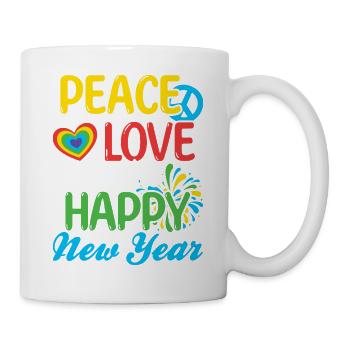 Réveillon du Nouvel An, Paix, Amour, Bonne Année - Mug blanc - blanc - Droite