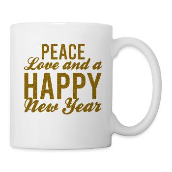 Réveillon du Nouvel An, Paix, Amour, Bonne Année - Mug blanc - blanc - Droite