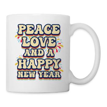 Réveillon du Nouvel An, Paix, Amour, Bonne Année - Mug blanc - blanc - Droite