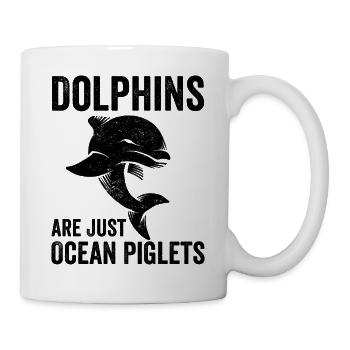 Lustige Delfine sind nur Meeresschweinchen - Tasse - Weiß - Rechts