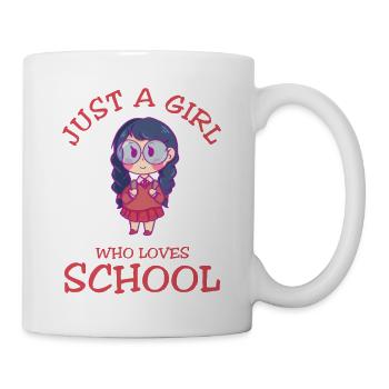 Just A Girl Who Loves School Nerd - Tasse - Weiß - Rechts