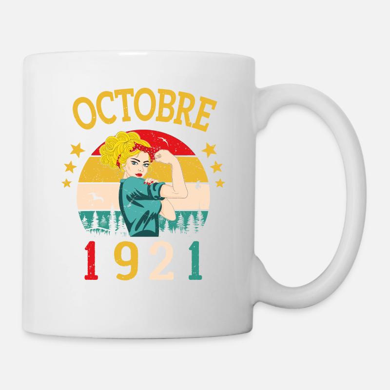 Octobre 1921 Anniversaire Vintage Idée Cadeau - Mug blanc - blanc