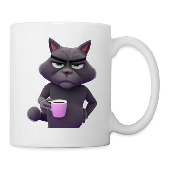 Cat in a bad mood morning grouch - Mug - white - Right