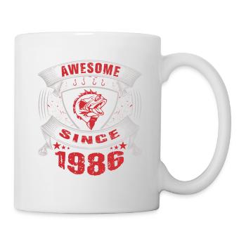 Awesome since 1986. Angel, Angler's birthday - Mug - white - Right