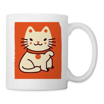 Katze Winkekatze Asia - Tasse - Weiß - Rechts