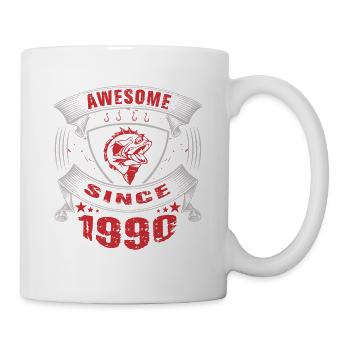 Génial depuis 1990. Angel, l’anniversaire du pêcheur - Mug blanc - blanc - Droite