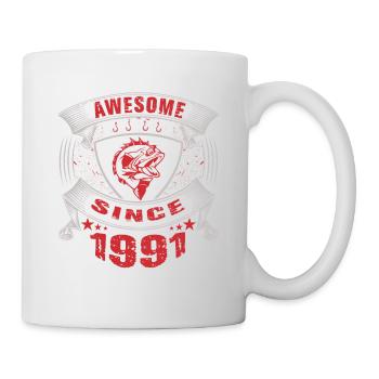 Génial depuis 1991. Angel, l’anniversaire d’un pêcheur - Mug blanc - blanc - Droite